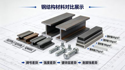 钢结构材料对比展示(不同牌号、不同镀锌量)