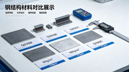 钢结构材料对比展示(不同牌号、不同镀锌量)