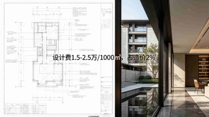 设计图纸与效果图拼接设计费1.5-2.5万/1000㎡,占造价2%