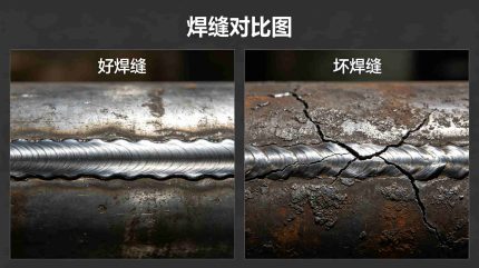 焊缝对比图（好焊缝 vs 坏焊缝）
