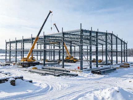 钢结构冬季施工 雪地厂房施工 冬季工程建设