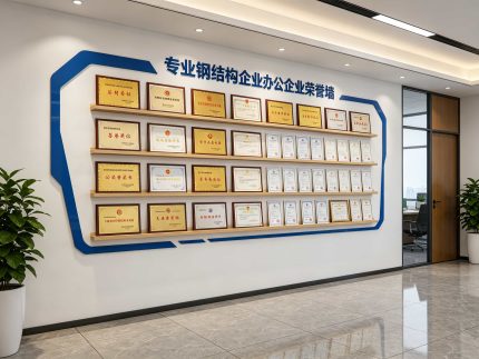 金博远钢构荣誉墙 钢结构企业资质荣誉 专业钢结构企业