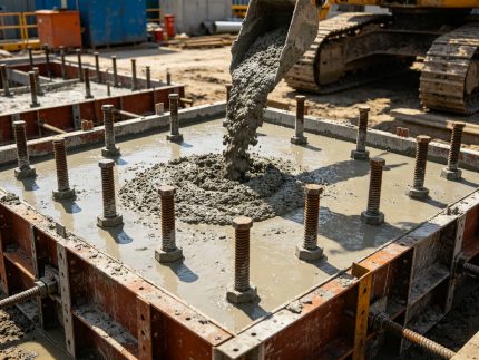基础混凝土浇筑 地脚螺栓养护 基础施工完工