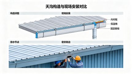 天沟详图与现场对比展示