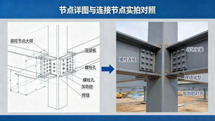 节点详图与连接节点实拍对照