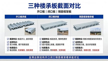 金博远钢结构开口闭口钢筋桁架楼承板对比