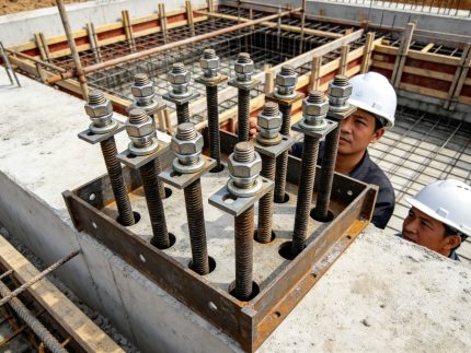 金博远钢结构地脚螺栓预埋施工