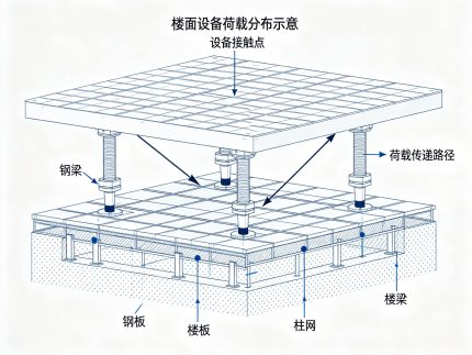 楼面设备荷载分布示意(设备与楼板接触点)