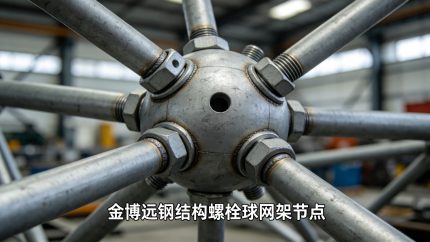 金博远钢结构螺栓球网架节点
焊接球网架施工现场