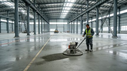 金博远钢结构厂房金刚砂耐磨地坪施工