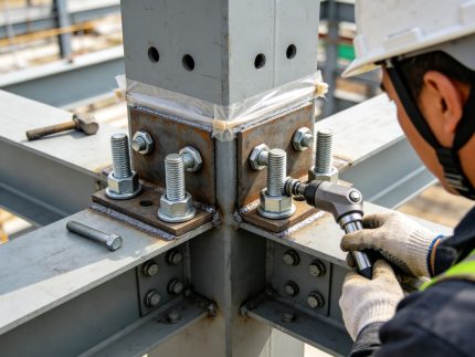 高强螺栓连接节点施工实拍