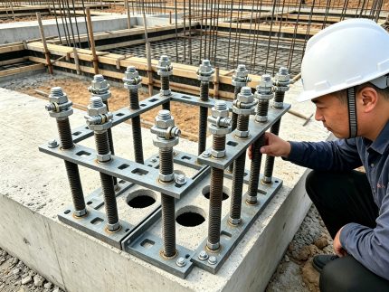 金博远钢结构地脚螺栓预埋固定架施工