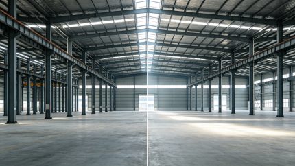 不同跨度厂房对比图或设计软件截面示意